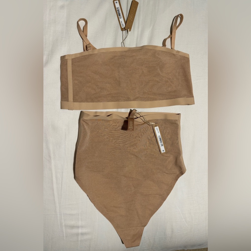 Skims bandeau and high waist thong. Size Large. NWT